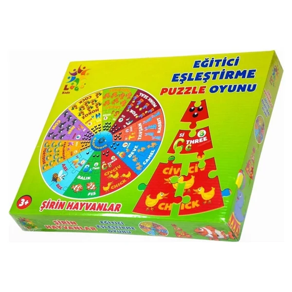 Laço Kids İngilizce Şirin Hayvanlar Eğitici Puzzle - Görsel 3