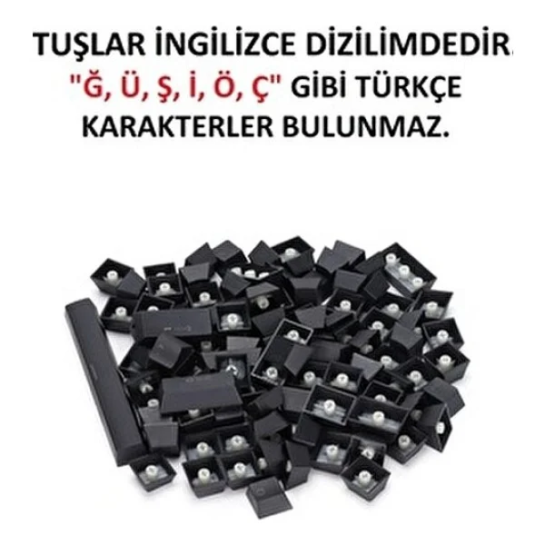 Spelt 108 Tuş Universal Mekanik Klavye Tuş Takımı Kapağı Keycap Siyah Us Layout İngilizce Dizilim - Görsel 2