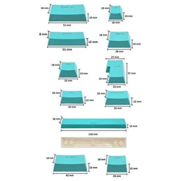 Spelt 108 Tuş Universal Mekanik Klavye Tuş Takımı Kapağı Keycap Siyah Us Layout İngilizce Dizilim - Görsel 7