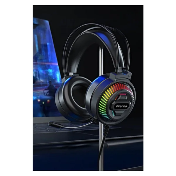 Piranha 2175 RGB LED Işıklı Kulak Üstü Kablolu Oyuncu Kulaklığı / Gaming / Mikrofon / 2.2m Kablo Uzunluğu - Görsel 5