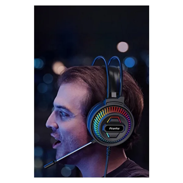 Piranha 2175 RGB LED Işıklı Kulak Üstü Kablolu Oyuncu Kulaklığı / Gaming / Mikrofon / 2.2m Kablo Uzunluğu - Görsel 2