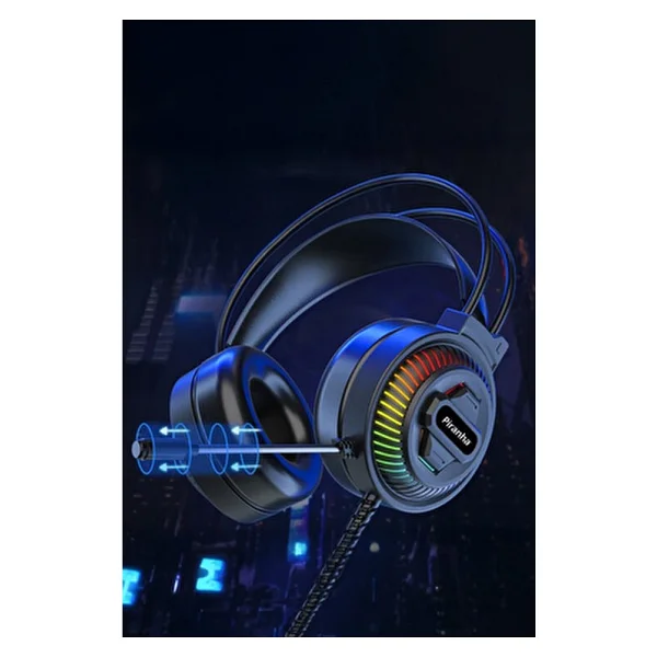 Piranha 2175 RGB LED Işıklı Kulak Üstü Kablolu Oyuncu Kulaklığı / Gaming / Mikrofon / 2.2m Kablo Uzunluğu - Görsel 4