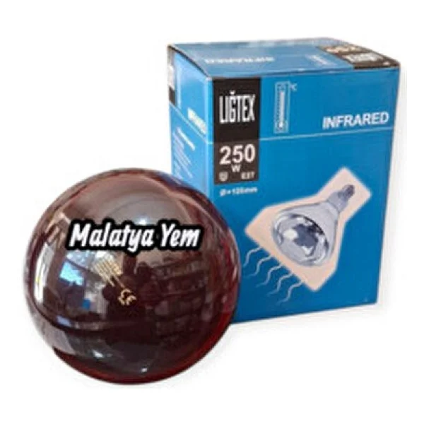 Ligtex Isıtıcı Lamba 250 Watt Kümes Isıtıcı Ampül Kırmızı Işık - Görsel 2
