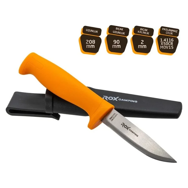 Rox Camping Bushcraft Eco 0320 Turuncu Kamp Bıçağı - Görsel 8