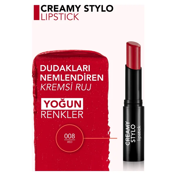 Flormar Creamy Stylo 08 Red Stick Ruj - Görsel 3