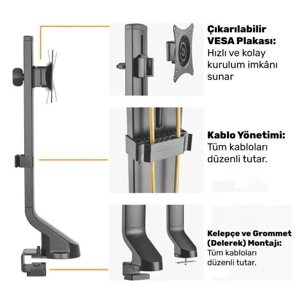 Npo STD2101B 17-32 inç Tek Kollu Monitör Standı - Görsel 5