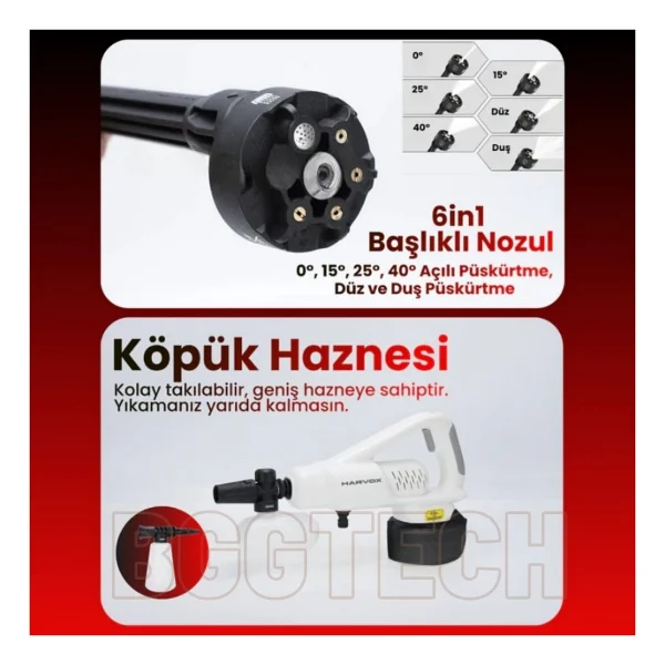 Hx-4000 Kablosuz Araç Yıkama Makinesi 290 Psı Basınç, 18.500 Rpm Motor, 4000mah Çift Batarya - Görsel 2