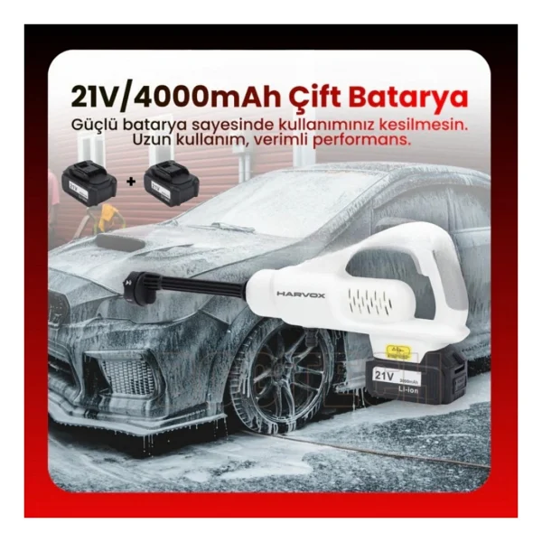 Hx-4000 Kablosuz Araç Yıkama Makinesi 290 Psı Basınç, 18.500 Rpm Motor, 4000mah Çift Batarya - Görsel 5