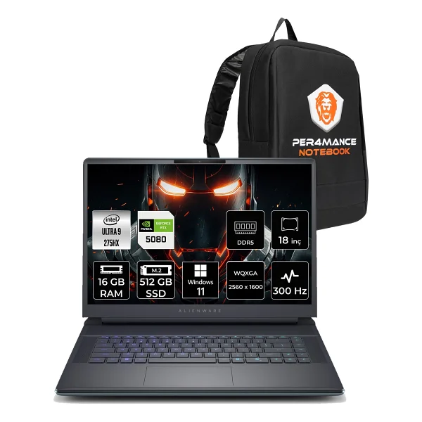 Dell Alienware 18 Area-51 Core Ultra 9 275hx RTX 5080 16gb Gaming Laptop 16gb RAM 512gb SSD 18" Qhd+ 300hz Win11 Home + Per4 Çanta Aa18250u932180wp379 - 512 GB - 16 GB - Görsel 7