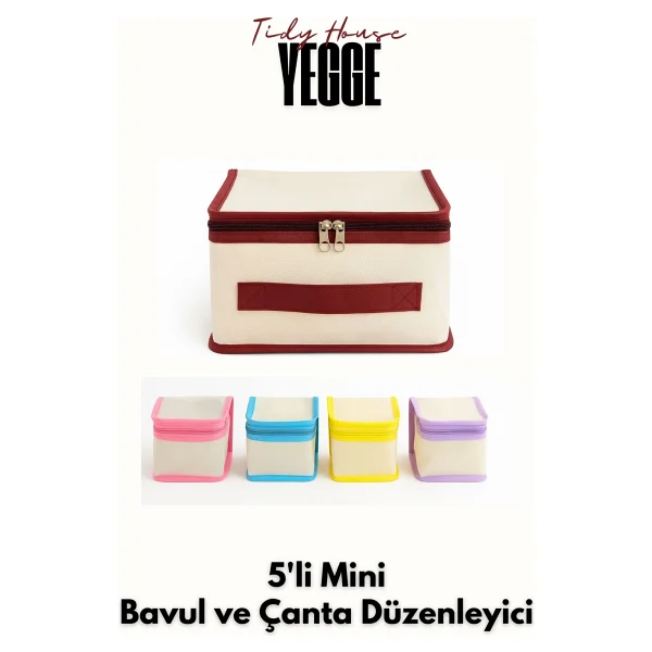 Yegge 5'li Mini Bavul Düzenleyici Set Valiz Içi Düzenleyici Hurç Seti - Seyahat Çantası Organizer Seti - Görsel 2