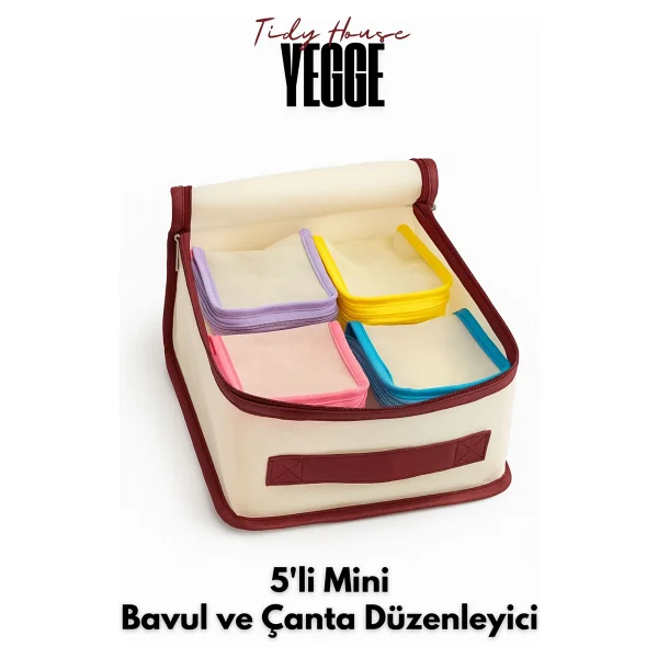 Yegge 5'li Mini Bavul Düzenleyici Set Valiz Içi Düzenleyici Hurç Seti - Seyahat Çantası Organizer Seti - Görsel 3