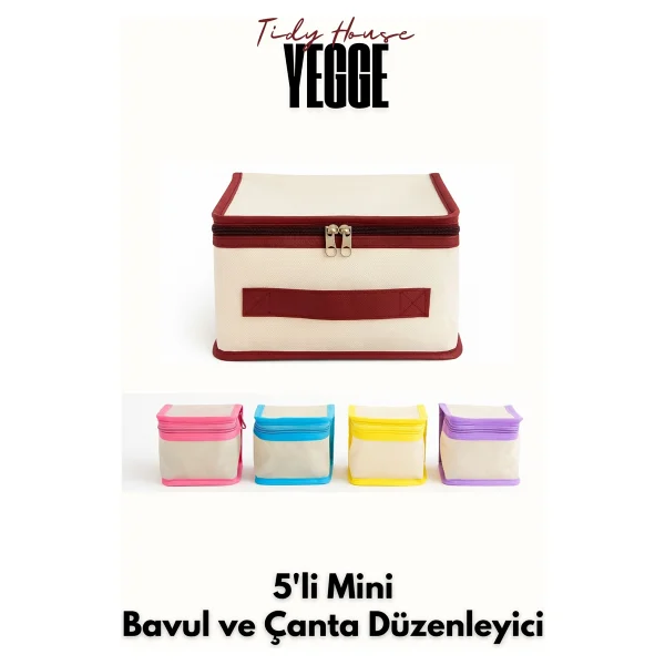 Yegge 5'li Mini Bavul Düzenleyici Set Valiz Içi Düzenleyici Hurç Seti - Seyahat Çantası Organizer Seti - Görsel 4
