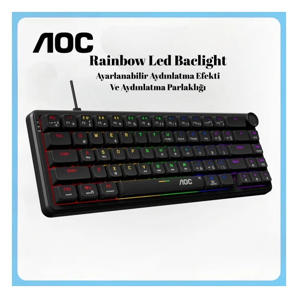 Aoc Gk320 Rainbow Kablolu Mekanik Oyuncu Klavyesi - Görsel 4