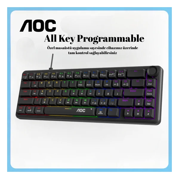 Aoc Gk320 Rainbow Kablolu Mekanik Oyuncu Klavyesi - Görsel 6