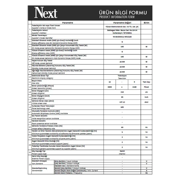 Nextstar Ye-85ıdwg11 4K Ultra HD 85" 216 Ekran Uydu Alıcılı Google Smart Mini LED TV - Görsel 10