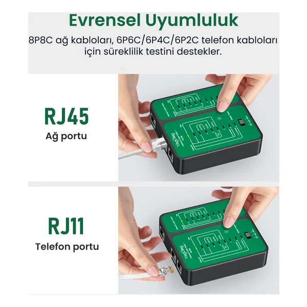 Veggieg Rj45 Rj11 Uyumlu Cat6 Cat7 Cat8 Poe Destekli Network Ethernet Test Cihazı - Görsel 2