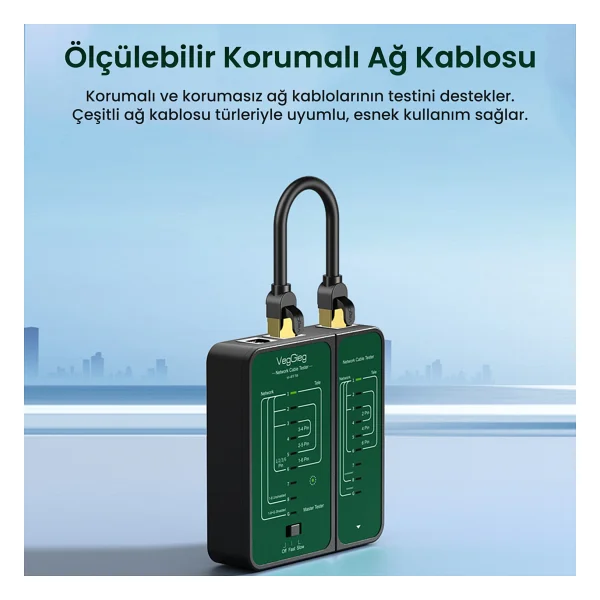 Veggieg Rj45 Rj11 Uyumlu Cat6 Cat7 Cat8 Poe Destekli Network Ethernet Test Cihazı - Görsel 4
