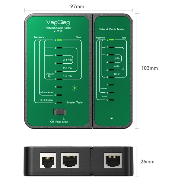 Veggieg Rj45 Rj11 Uyumlu Cat6 Cat7 Cat8 Poe Destekli Network Ethernet Test Cihazı - Görsel 7