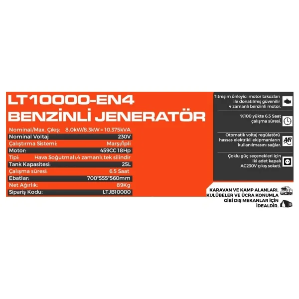 Lutian Lt10000en4 10 Kw Marşlı Benzinli Jeneratör - Görsel 5