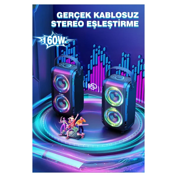 W-King T9 80 W TWS Mikrofonlu Bluetooth Hoparlör - Görsel 6
