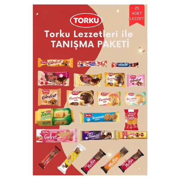 Torku Tanışma Atıştırmalık Mega Paket- Çikolata- Kek- Kraker- Bisküvi - 25 Adet - Görsel 2