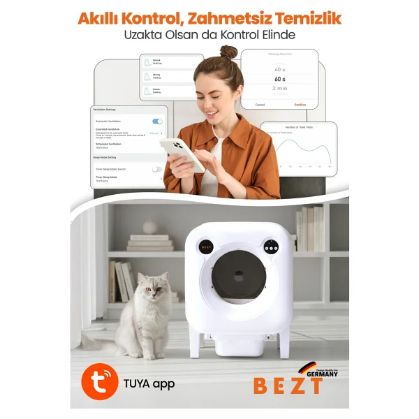 Bezt Smart Cat Pro Akıllı Otomatik Kedi Tuvaleti - Görsel 4