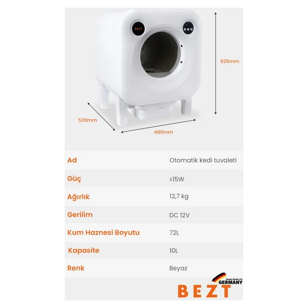 Bezt Smart Cat Pro Akıllı Otomatik Kedi Tuvaleti - Görsel 8