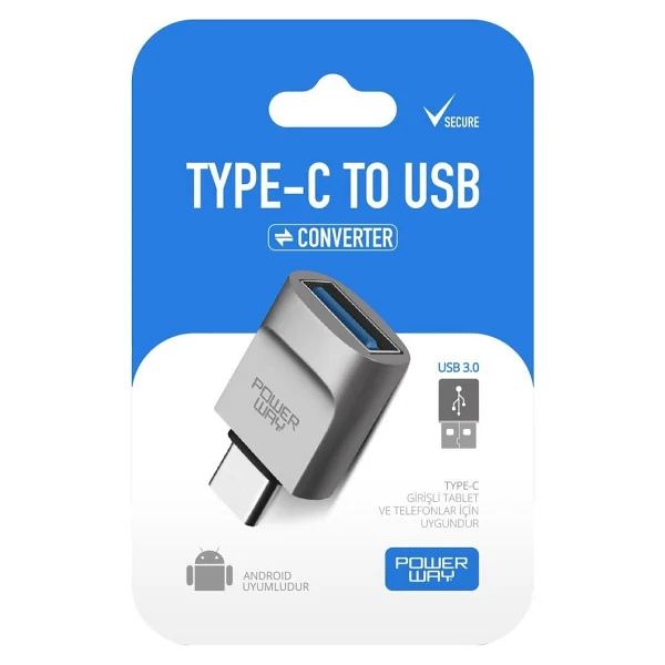 Powerway Type-C To USB-A 3.0 Dişi Otg Çevirici Adaptör - Görsel 2