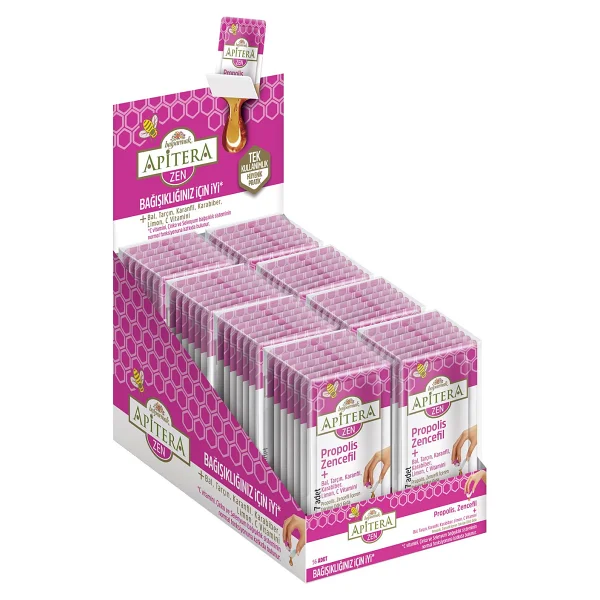 Balparmak Apitera Zen Doğal Bal, C Vitamini, Çinko, Selenyum, Zencefil, Tarçın, Karanfil, Karabiber, Limon Ve Propolis İçeren Takviye Edici 56'lı Saşe - 24 Gr - Görsel 10