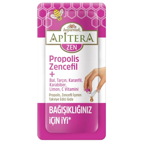 Balparmak Apitera Zen Doğal Bal, C Vitamini, Çinko, Selenyum, Zencefil, Tarçın, Karanfil, Karabiber, Limon Ve Propolis İçeren Takviye Edici 56'lı Saşe - 24 Gr - Görsel 9