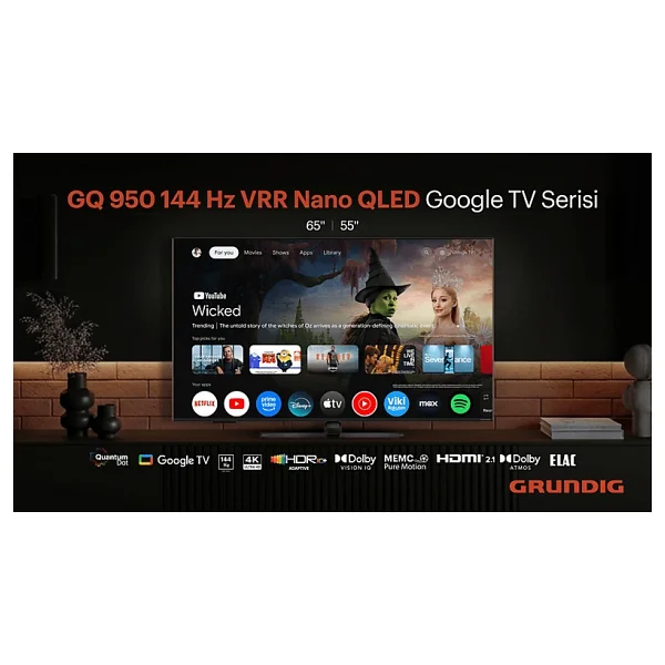 Grundig 55 Gq 950 A 4K Ultra HD 55" 140 Ekran Uydu Alıcılı Google Smart QLED TV - Görsel 6
