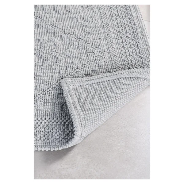 Soley Violetta 2'li Banyo Paspas Seti Kaymaz Taban %100 Pamuk 60x100 - 50x60 Cm - Gri - Var - Görsel 3