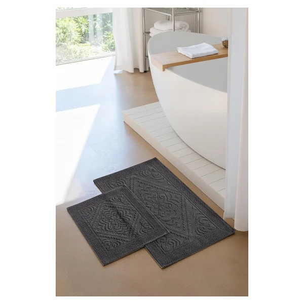 Soley Violetta 2'li Banyo Paspas Seti Kaymaz Taban %100 Pamuk 60x100 - 50x60 Cm - Bej - Var - Görsel 6