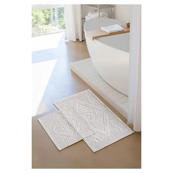 Soley Violetta 2'li Banyo Paspas Seti Kaymaz Taban %100 Pamuk 60x100 - 50x60 Cm - Bej - Var - Görsel 7