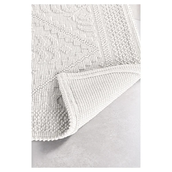 Soley Violetta 2'li Banyo Paspas Seti Kaymaz Taban %100 Pamuk 60x100 - 50x60 Cm - Beyaz - Var - Görsel 3
