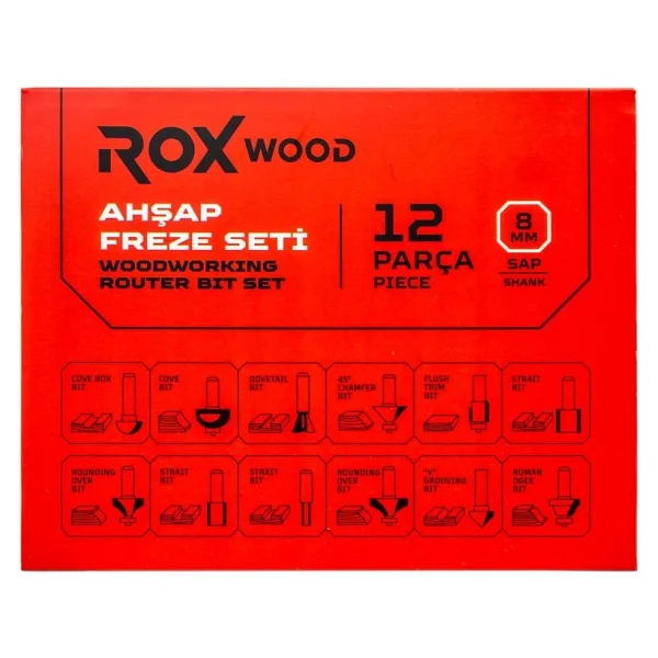 Rox Wood 12 Parça Ahşap Freze Seti 8mm Sap - Görsel 6