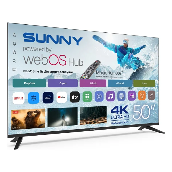 Sunny Sn50uprl-W02m 4K Ultra HD 50" 127 Ekran Uydu Alıcılı Webos Smart LED TV - Görsel 2
