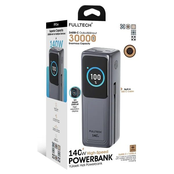 Fulltech Fp34 30000 mAh Hızlı Şarj Powerbank - Görsel 4
