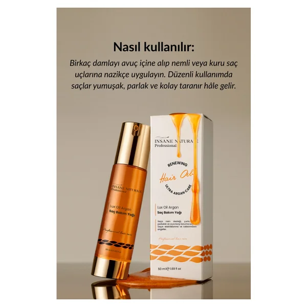 Insane Naturale Lux Oil Argan 50 Ml Saç Bakım Yağı - Görsel 4