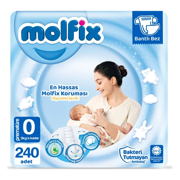 Molfix 0 Numara Prematüre 30'lu 8 Adet Bebek Bezi - Görsel 7