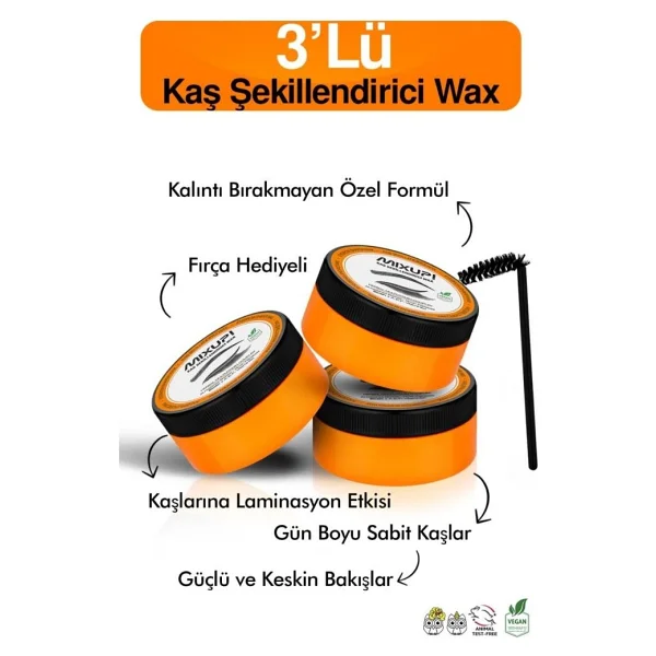 Mixup 3'lü Kaş Şekillendirici Kalıntı Bırakmayan - Laminasyon Etkili Sabitleyici Wax 50 Ml - Görsel 5