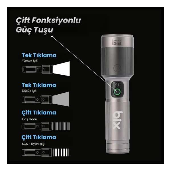 Bix Bx5101fl 2300 Lümen LED Şarjlı El Feneri - Görsel 4