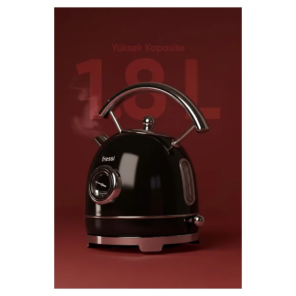 Fressi Magnoli Fr-Kt06 2200 W Siyah 1.8 Lt Retro Kettle - Görsel 2