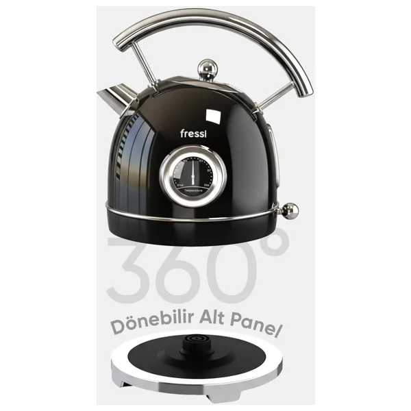 Fressi Magnoli Fr-Kt06 2200 W Siyah 1.8 Lt Retro Kettle - Görsel 4