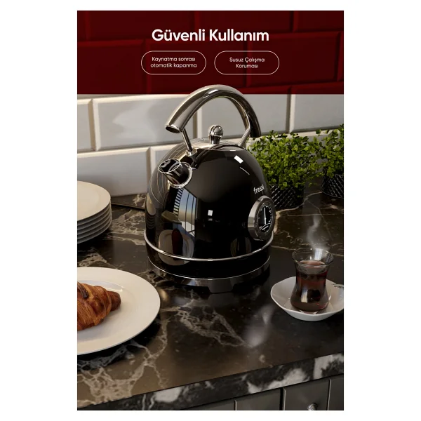 Fressi Magnoli Fr-Kt06 2200 W Siyah 1.8 Lt Retro Kettle - Görsel 5