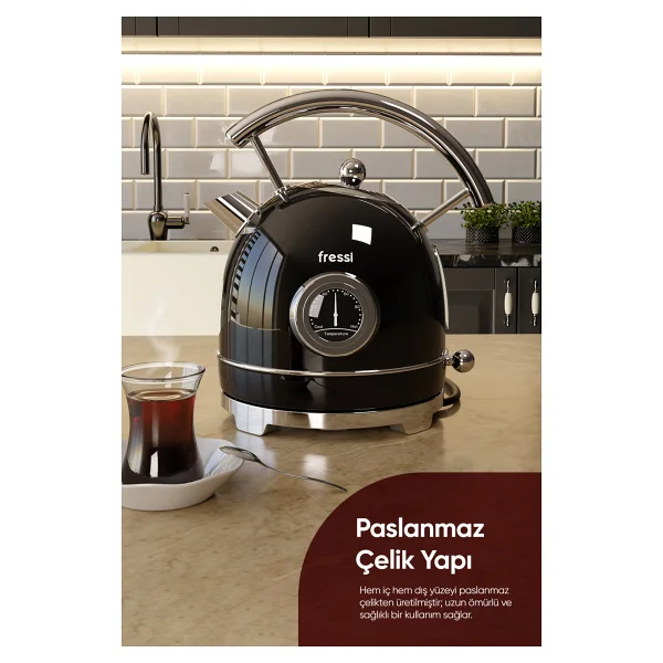 Fressi Magnoli Fr-Kt06 2200 W Siyah 1.8 Lt Retro Kettle - Görsel 6