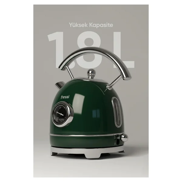 Fressi Magnoli Fr-Kt06 2200 W Yeşil 1.8 Lt Retro Kettle - Görsel 2