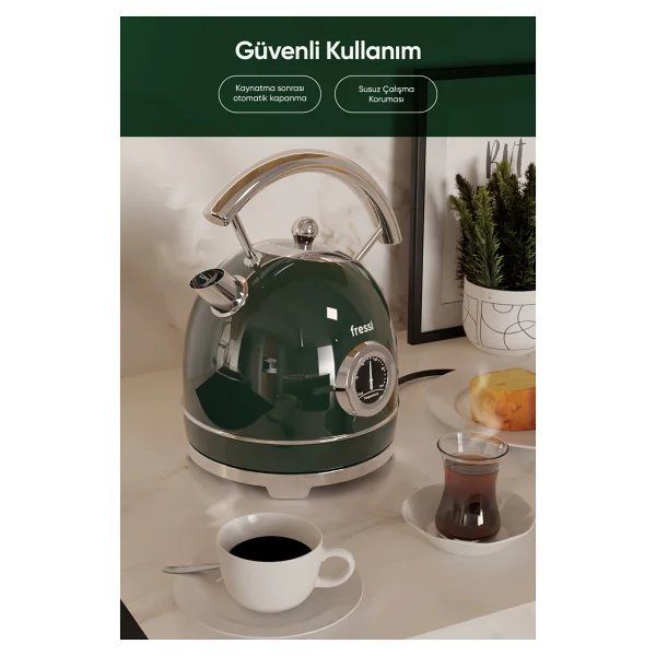 Fressi Magnoli Fr-Kt06 2200 W Yeşil 1.8 Lt Retro Kettle - Görsel 4