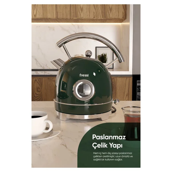 Fressi Magnoli Fr-Kt06 2200 W Yeşil 1.8 Lt Retro Kettle - Görsel 6