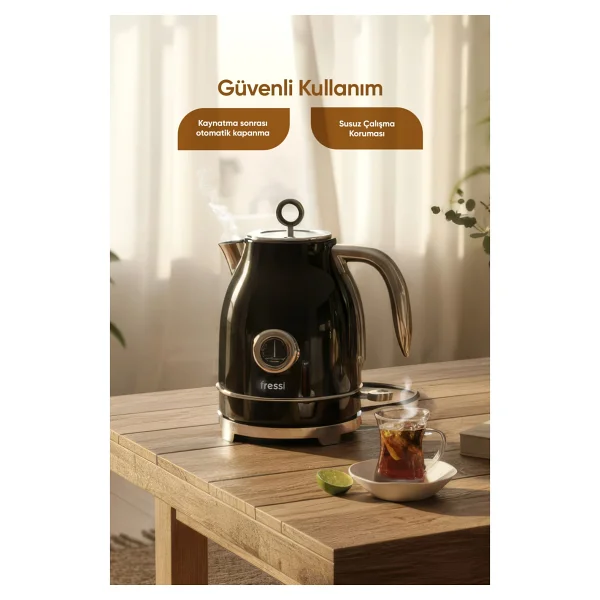 Fressi Vintheat Fr-Kt05 2200 W Siyah 1.7 Lt Retro Kettle - Görsel 2